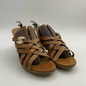 Brighton Vista Slide Sandals Strappy Heels Leather